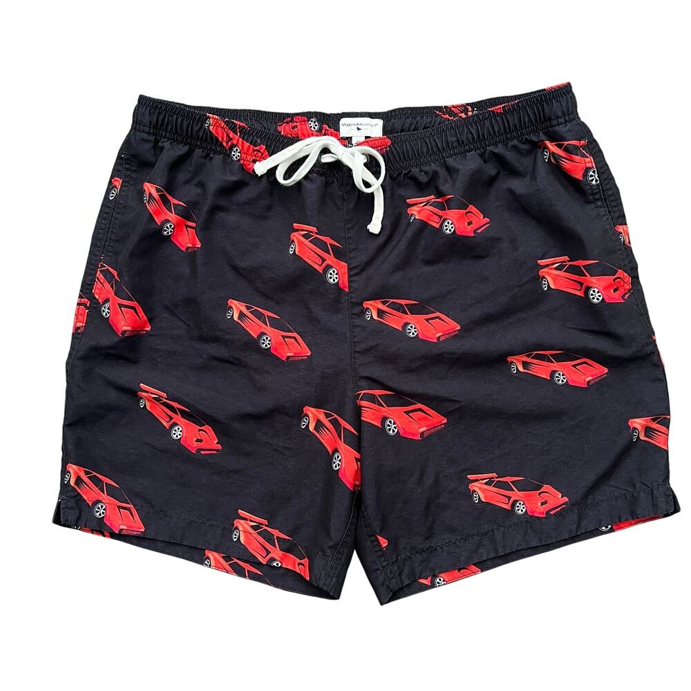 Modern Amusement Mens Sport Car Mesh Lined‎ Swim Trunks Shorts Drawstrings XL